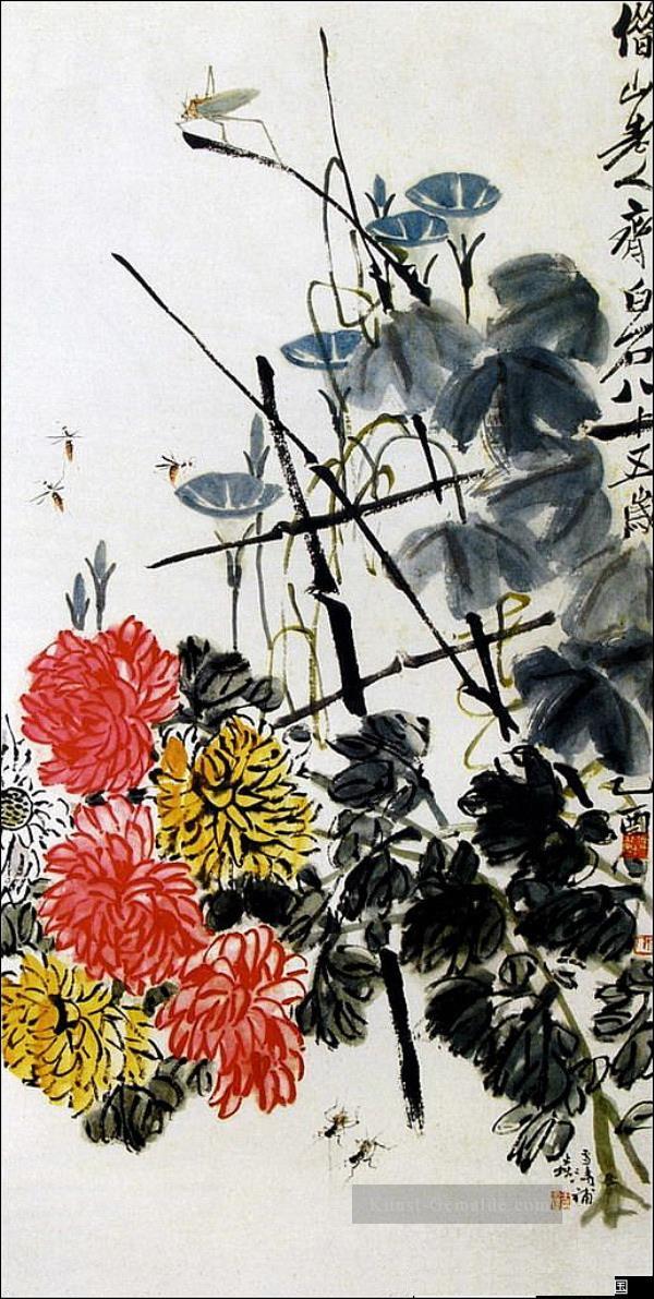Qi Baishi Bugs und Blumen Chinesische Malerei Ölgemälde
